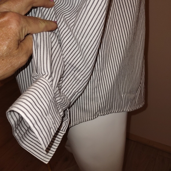 ALIA pinstripe butterfly and ladybug embroidered button down shirt - Picture 5 of 10